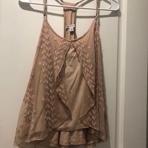 American Eagle pink embroidered tank top